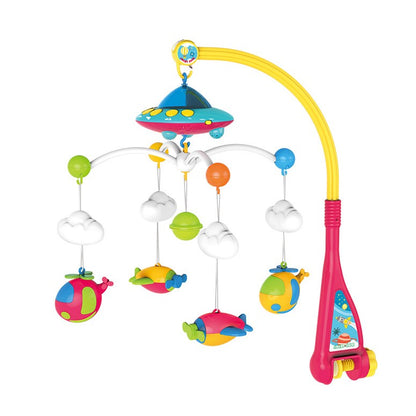 Carusel muzical pentru patut cu jucarii detasabile, rotatie 360, multicolor, buz