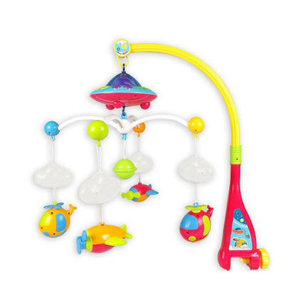 Carusel muzical pentru patut cu jucarii detasabile, rotatie 360, multicolor, buz