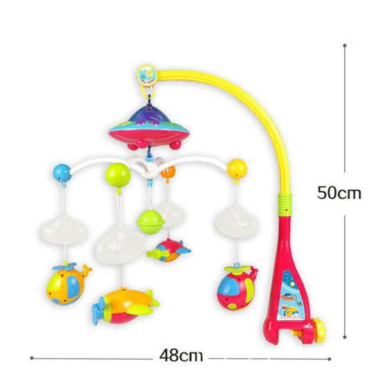 Carusel muzical pentru patut cu jucarii detasabile, rotatie 360, multicolor, buz