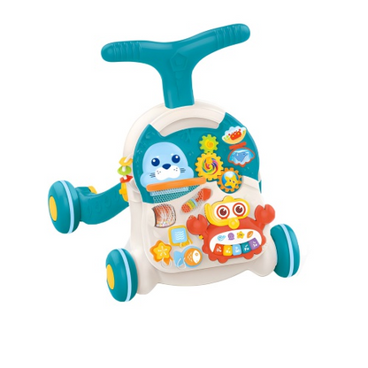 Antepremergator 5in1, multifunctional, cu telecomanda, cos de baschet, masuta interactiva, numaratoare, centru de activitati, functii luminoase si muzicale, 6+ luni, buz