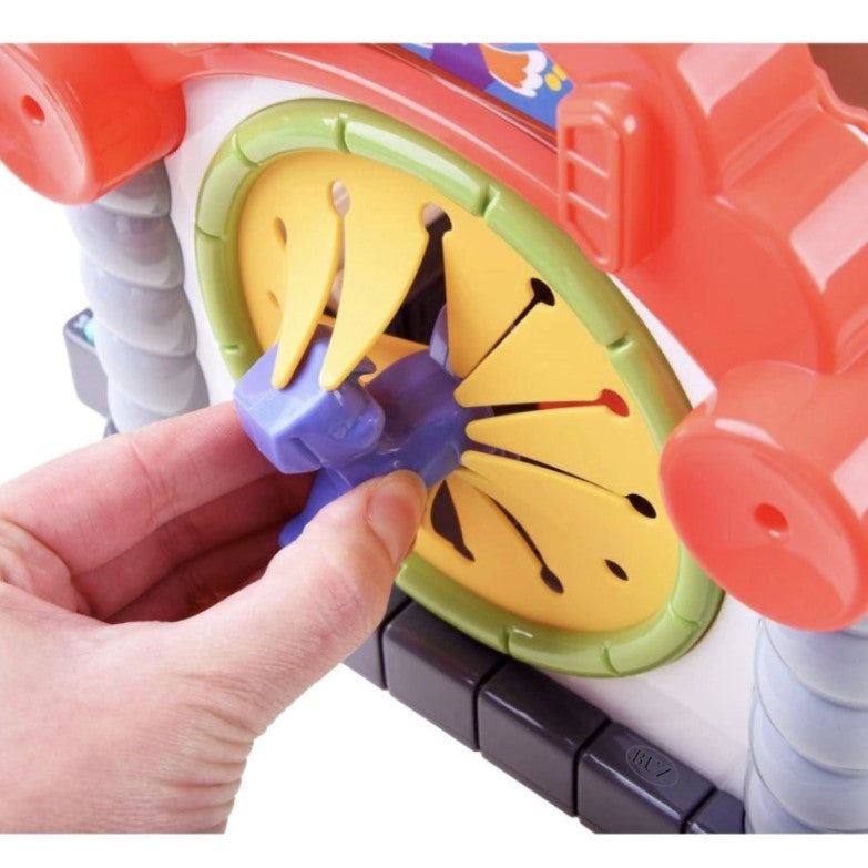 Jucarie interactiva montessori, casuta multifunctionala cu forme, sunete si lumini, centru de activitati, multicolora, 3+ luni, buz