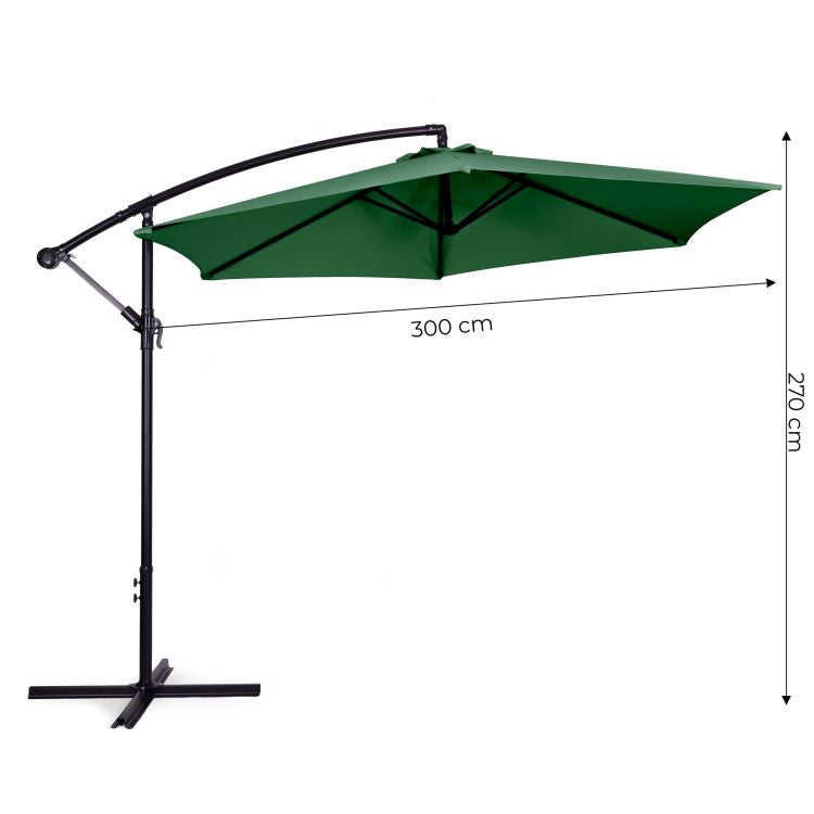 Umbrela de Gradina idealSTORE GreenGarden, Deschidere 300 cm, Pliabila, Cadru Solid, Rezistenta Sporita (UV50+)