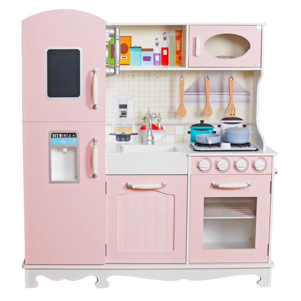 Bucatarie din lemn idealSTORE Chef's Max Cook, Dimensiuni 102 x 92.5 x 30 cm, Iluminare LED, Echipata complet, Include elemente mobile