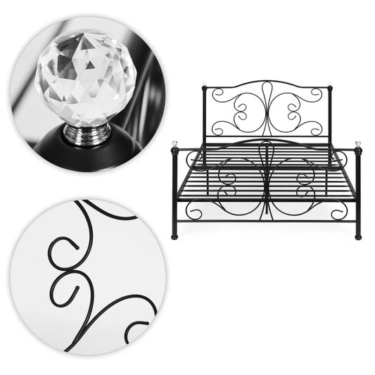 Pat metalic CrystalBed idealSTORE, Dimensiune 160x200, Fabricat din metal de inalta calitate, Sustine 200kg