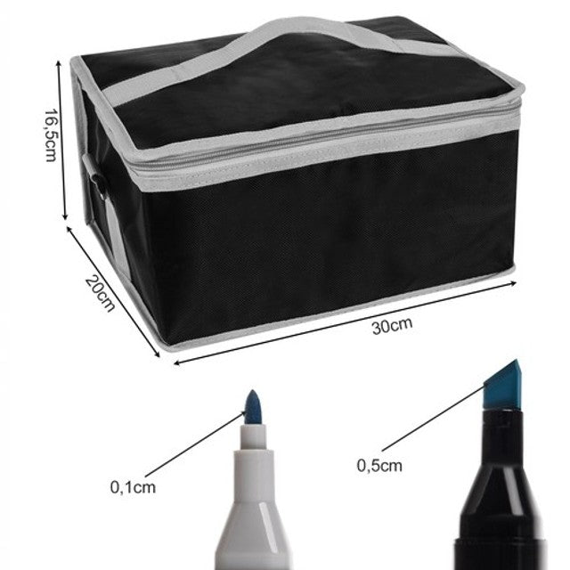 Set 168 carioci profesionale CLASStitude, 2 capete subtire si gros, geanta depozitare, cerneala pe baza de alcool, varf dublu, Multicolor