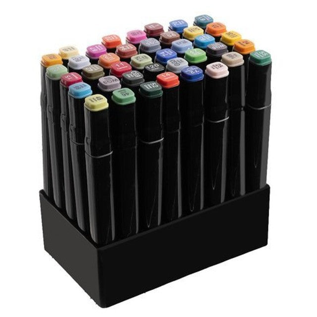 Set 40 carioci profesionale CLASStitude, 2 capete subtire si gros, geanta depozitare, cerneala pe baza de alcool, varf dublu, Multicolor