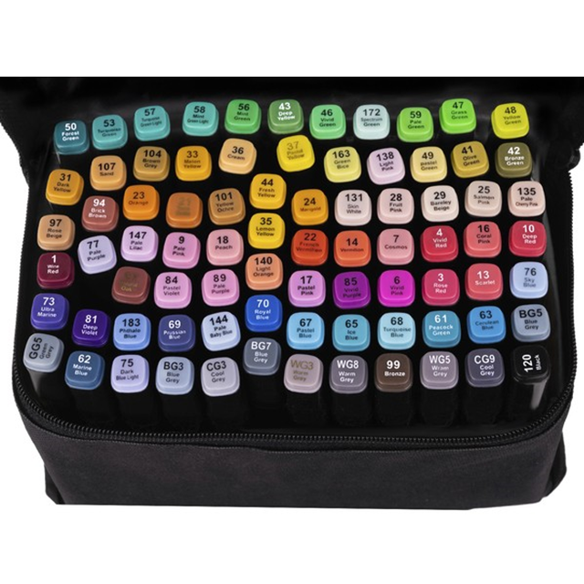 Set 80 carioci profesionale CLASStitude, 2 capete subtire si gros, geanta depozitare, cerneala pe baza de alcool, varf dublu, Multicolor