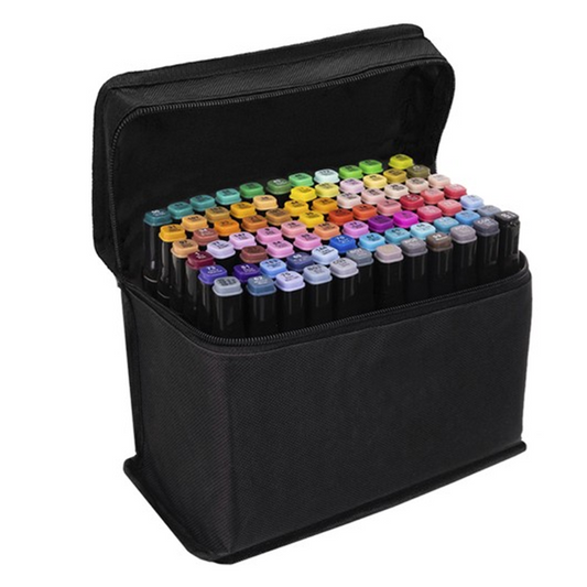 Set 80 carioci profesionale CLASStitude, 2 capete subtire si gros, geanta depozitare, cerneala pe baza de alcool, varf dublu, Multicolor