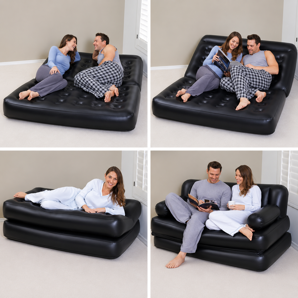 Canapea Gonflabila 5 in 1 idealSTORE, Pat Dublu si Sezlong, 188x152x64 cm