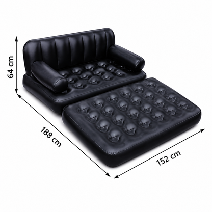 Canapea Gonflabila 5 in 1 idealSTORE, Pat Dublu si Sezlong, 188x152x64 cm