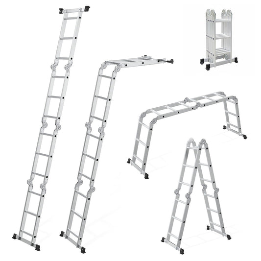 Scara pliabila extensibila idealSTORE din aluminiu 4 x 3 trepte, 3,47m, , Sistem de blocare, Utilizare tip A si dreapta, Inaltime reglabila, Sarcina 150 kg