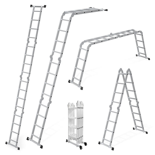 Scara pliabila extensibila idealSTORE din aluminiu 4 x 4 trepte, 4,58m, Sistem de blocare, Utilizare tip A si dreapta, Inaltime reglabila, Sarcina 150 kg
