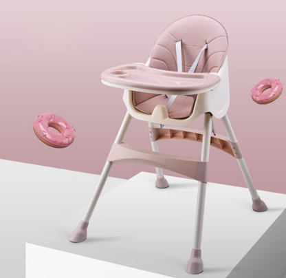 Scaun de Masa Bebelusi si Copii, Pliabil, 7 in 1, At Performance, Multifuntional,, Tavita Detasabila, Piele, Roti Detasabile, Mod Balansoar, Centura in 5 Puncte, Ajustabil pe Inaltime, Rezistent la Murdarie, Cos de Depozitare, Spatar ajustabil, Roz