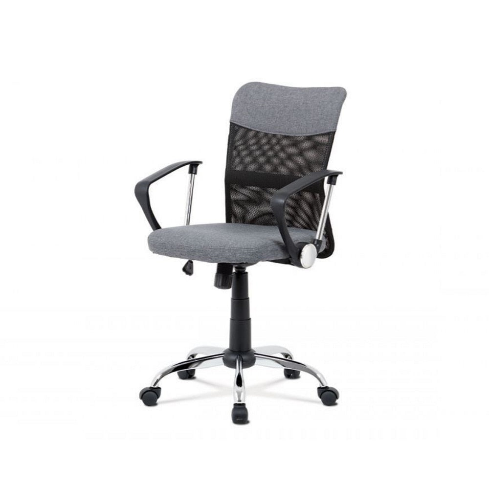 Scaun de Birou Pivotant idealSTORE Office Collection, Baza Metalica, Cromata, Roti Cauciucate, Reglare Lina pe Inaltime, Mecanism TILT, Spatar Confortabil din Microplasa, Gri