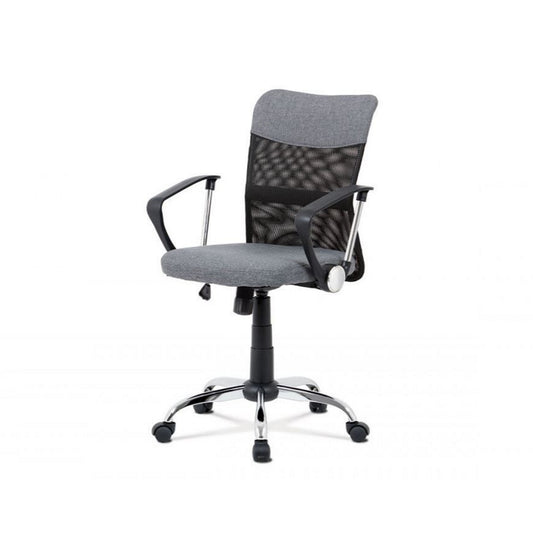 Scaun de Birou Pivotant idealSTORE Office Collection, Baza Metalica, Cromata, Roti Cauciucate, Reglare Lina pe Inaltime, Mecanism TILT, Spatar Confortabil din Microplasa, Gri