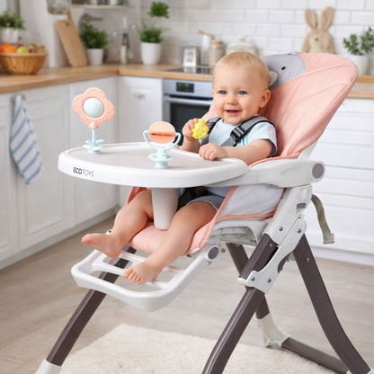 Scaun de hranire idealSTORE,Boom Baby Roze,Dimensiuni 95x69x50 cm, 6-36 luni,Sarcina 55 KG