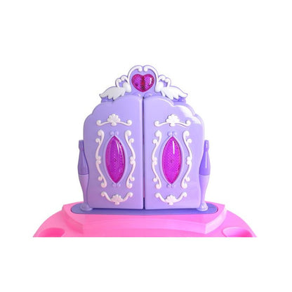 Masuta De Machiaj Pentru Fetite Cu Sunete Interactive Si Lumini, Uscator De Par Si Scaunel, Inaltime 60 cm