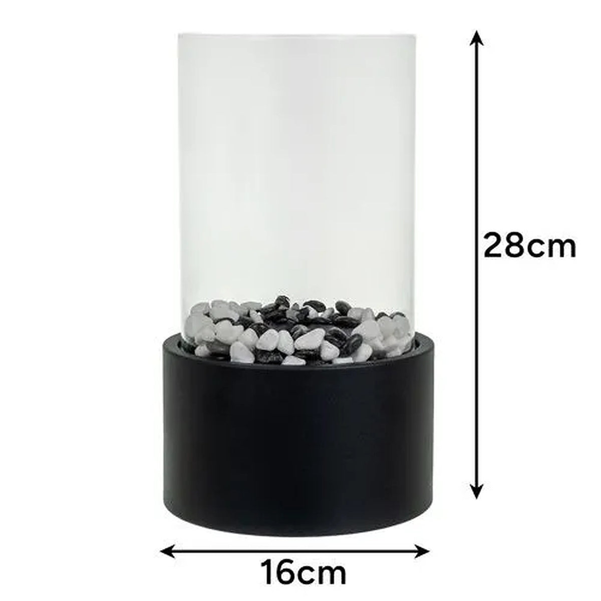 Semineu Decorativ Pe Bioetanol idealSTORE, Model De Masa, Flacara Reala, Panouri Din Sticla, Autonomic 60 Minute, 28 X 16 X 16 CM, Negru