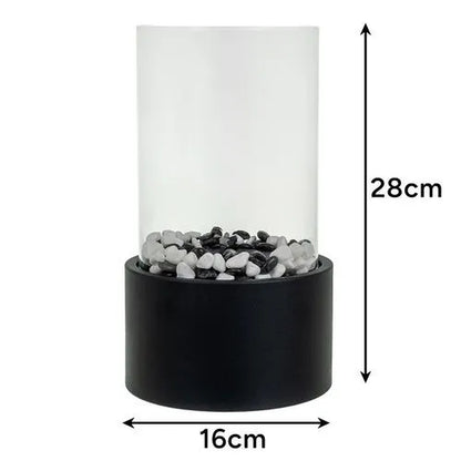 Semineu Decorativ Pe Bioetanol idealSTORE, Model De Masa, Flacara Reala, Panouri Din Sticla, Autonomic 60 Minute, 28 X 16 X 16 CM, Negru