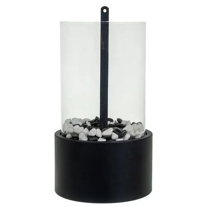 Semineu Decorativ Pe Bioetanol idealSTORE, Model De Masa, Flacara Reala, Panouri Din Sticla, Autonomic 60 Minute, 28 X 16 X 16 CM, Negru