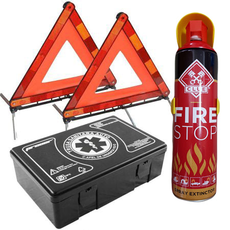 KIT auto obligatoriu Premium Motor Starter - Trusa Medicala, 2xTriunghiuri, Stingator Tip Spray, semn incepator interior reflectorizant