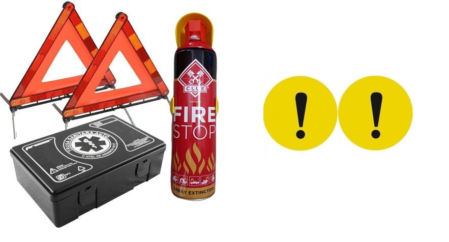 KIT auto obligatoriu Premium Motor Starter - Trusa Medicala, 2xTriunghiuri, Stingator Tip Spray, semn incepator interior reflectorizant