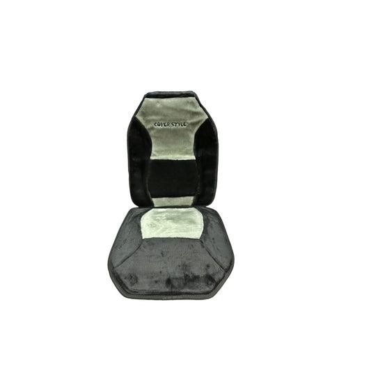 Set 2 Huse Pufoase idealSTORE Pentru Scaune Fata, Rezistente in Timp, Anti-alunecare, Respirabil, Culoare Negru-Gri, Fabricat din Materiale de Inalta Calitate