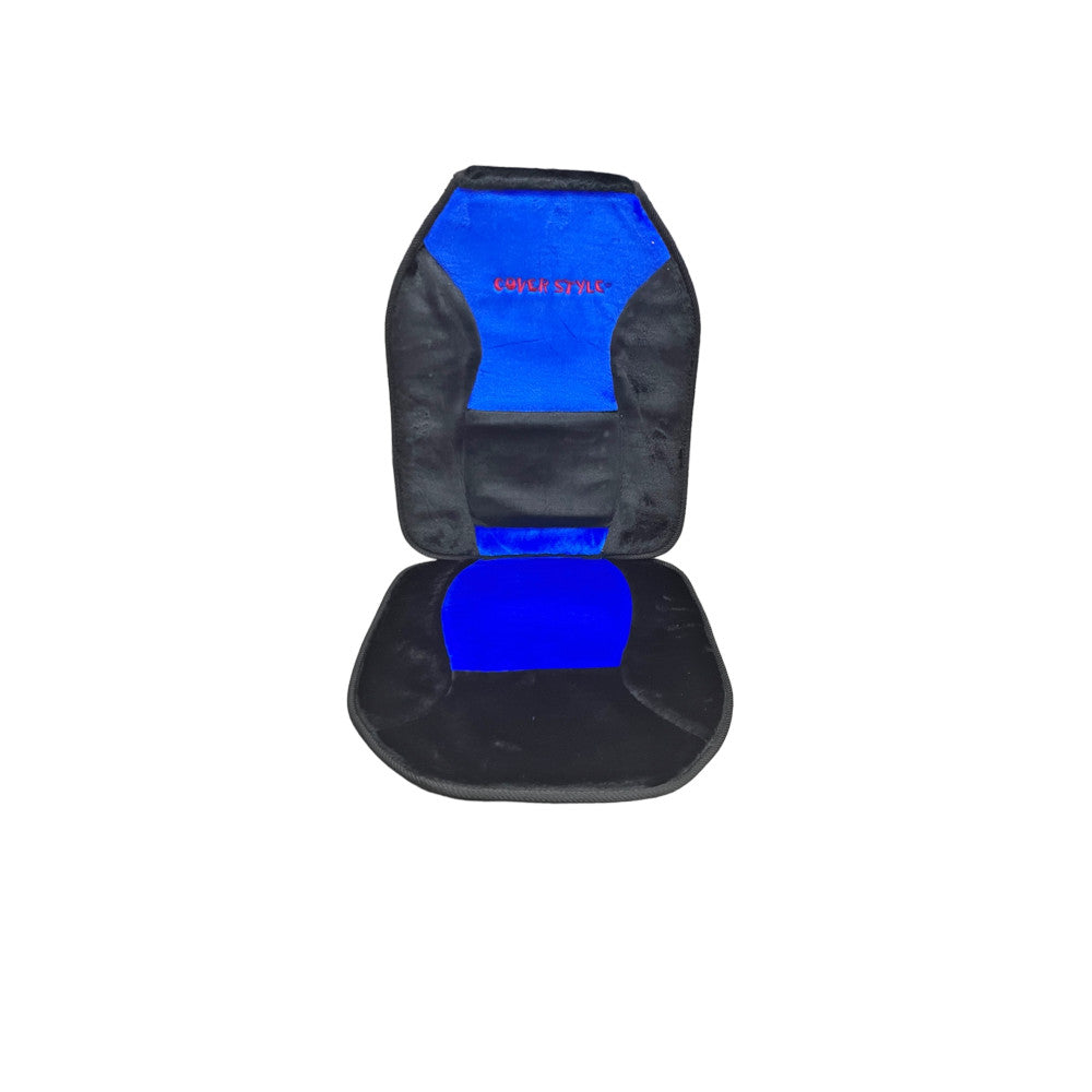 Set 2 Huse Pufoase idealSTORE Pentru Scaune Fata, Rezistente in Timp, Anti-alunecare, Respirabil, Culoare Negru-Albastru, Fabricat din Materiale de Inalta Calitate