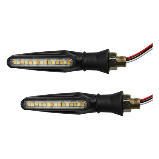 Set 2 Semnalizari moto idealSTORE 12V cu funtie de lumina de zi alba si semnalizare galbena