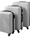 Set 3 Trolere-Valize de Calatorie idealSTORE, Mari, Medii, Mici, cu Roti Pivotante, Manere Reglabile Telescopice, Inchidere cu Cifru, Nervuri de Intarire, Plastic ABS Durabil, Compartiment cu Fermoar, Fermoar Bidirectional, Culoare Gri