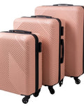 Set 3 Trolere-Valize de Calatorie idealSTORE, Mari, Medii, Mici, cu Roti Pivotante, Manere Reglabile Telescopice, Inchidere cu Cifru, Nervuri de Intarire, Plastic ABS Durabil, Compartiment cu Fermoar, Fermoar Bidirectional, Culoare Roz