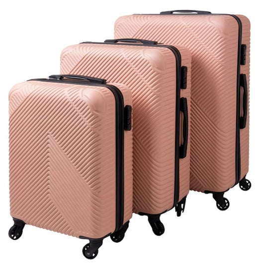 Set 3 Trolere-Valize de Calatorie idealSTORE, Mari, Medii, Mici, cu Roti Pivotante, Manere Reglabile Telescopice, Inchidere cu Cifru, Nervuri de Intarire, Plastic ABS Durabil, Compartiment cu Fermoar, Fermoar Bidirectional, Culoare Roz