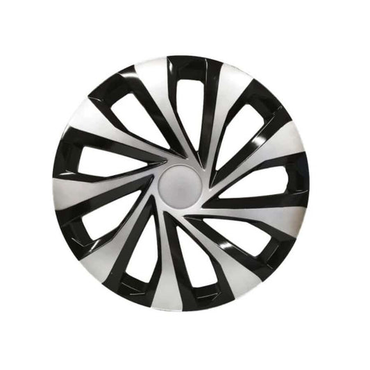 Set 4 Capace Roti 15' idealSTORE, Fabricate din Material Puternic si Durabil, Rezistente la Impact, Se Potrivesc cu Majoritatea Masinilor, Culoare Negru Argintiu