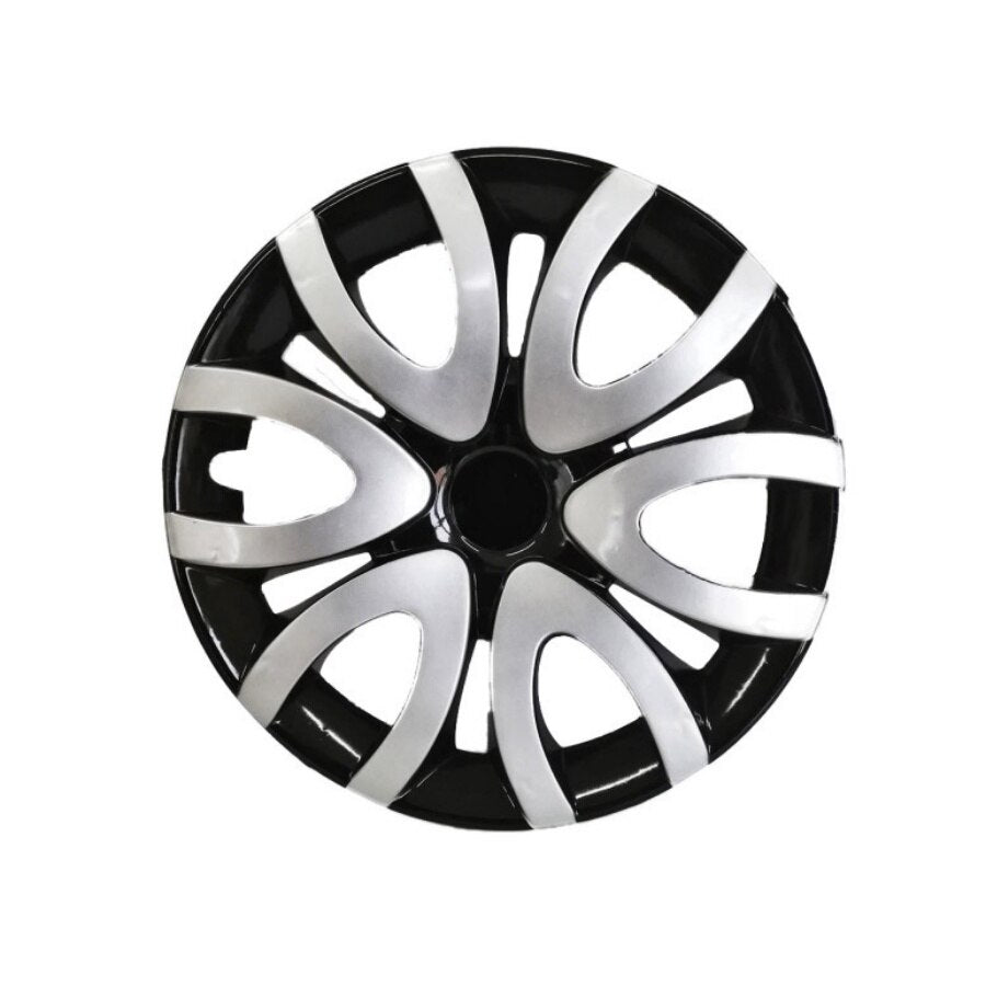 Set 4 Capace Roti 15 ' idealSTORE, Fabricate din Material Puternic si Durabil, Rezistente la Impact, Se Potrivesc cu Majoritatea Masinilor, Culoare Negru Argintiu