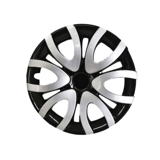 Set 4 Capace Roti 15 ' idealSTORE, Fabricate din Material Puternic si Durabil, Rezistente la Impact, Se Potrivesc cu Majoritatea Masinilor, Culoare Negru Argintiu