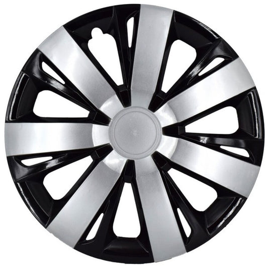Set 4 Capace Roti 16' idealSTORE, Fabricate din Material Puternic si Durabil, Rezistente la Impact, Se Potrivesc cu Majoritatea Masinilor, Culoare Negru Argintiu