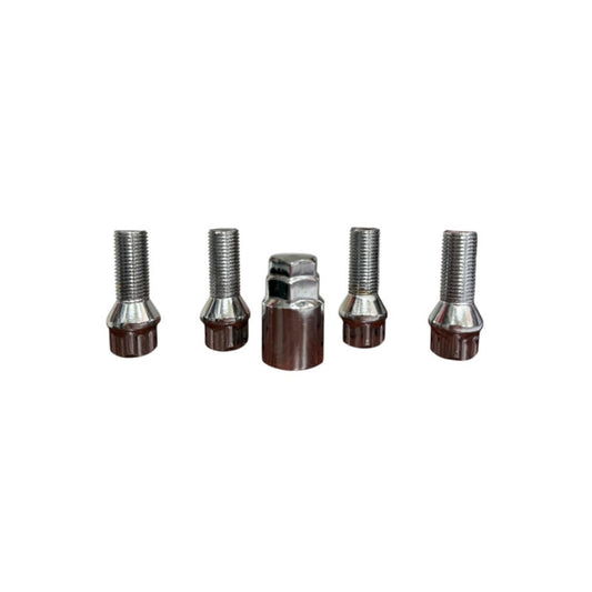 Set 4 prezoane antifurt roti idealSTORE forma conica M14x1.5, Conicitate: 60, Otel calit, Instalare usoara, cheie inclusa