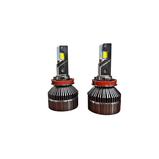Set Bec LED idealStore, Putere 300W, Carcasa Aluminiu, Functioneaza 12V-24V, 6000K, Tip de Racire Activ cu Ventilator, 35000 LM, Model H11