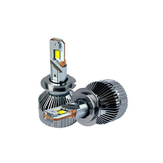 Set Bec LED idealStore, Putere 300W, Carcasa Aluminiu, Functioneaza 12V-24V, 6000K, Tip de Racire Activ cu Ventilator, 35000 LM, Model H7