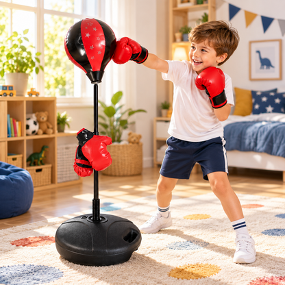 Set de joaca tip Box interactiv idealSTORE King Boxing Sport, Kitul dezvolta coordonarea motorie si agilitatea, Dimensiune universala