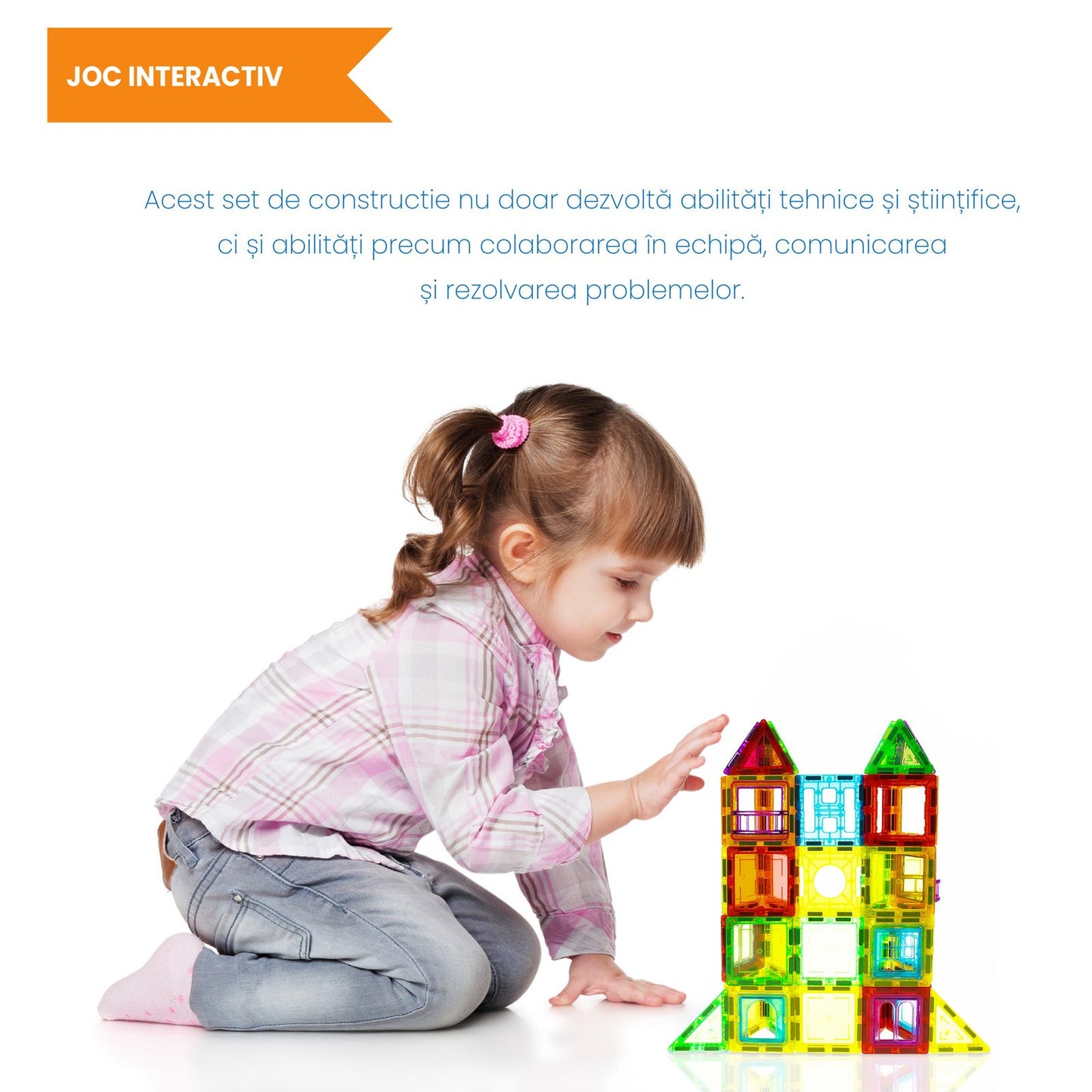 Set Inteligent de Constructie Magnetic IdealSTORE The World of Blocks 3D, 70 de piese