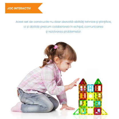 Set Inteligent de Constructie Magnetic IdealSTORE The World of Blocks 3D, 70 de piese