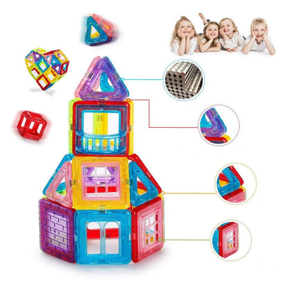Set Inteligent de constructie MAGNETIC  idealSTORE,Include 106 piese Multicolore