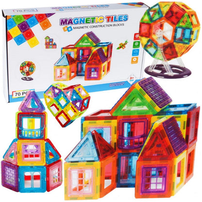 Set Inteligent de Constructie Magnetic IdealSTORE The World of Blocks 3D, 70 de piese