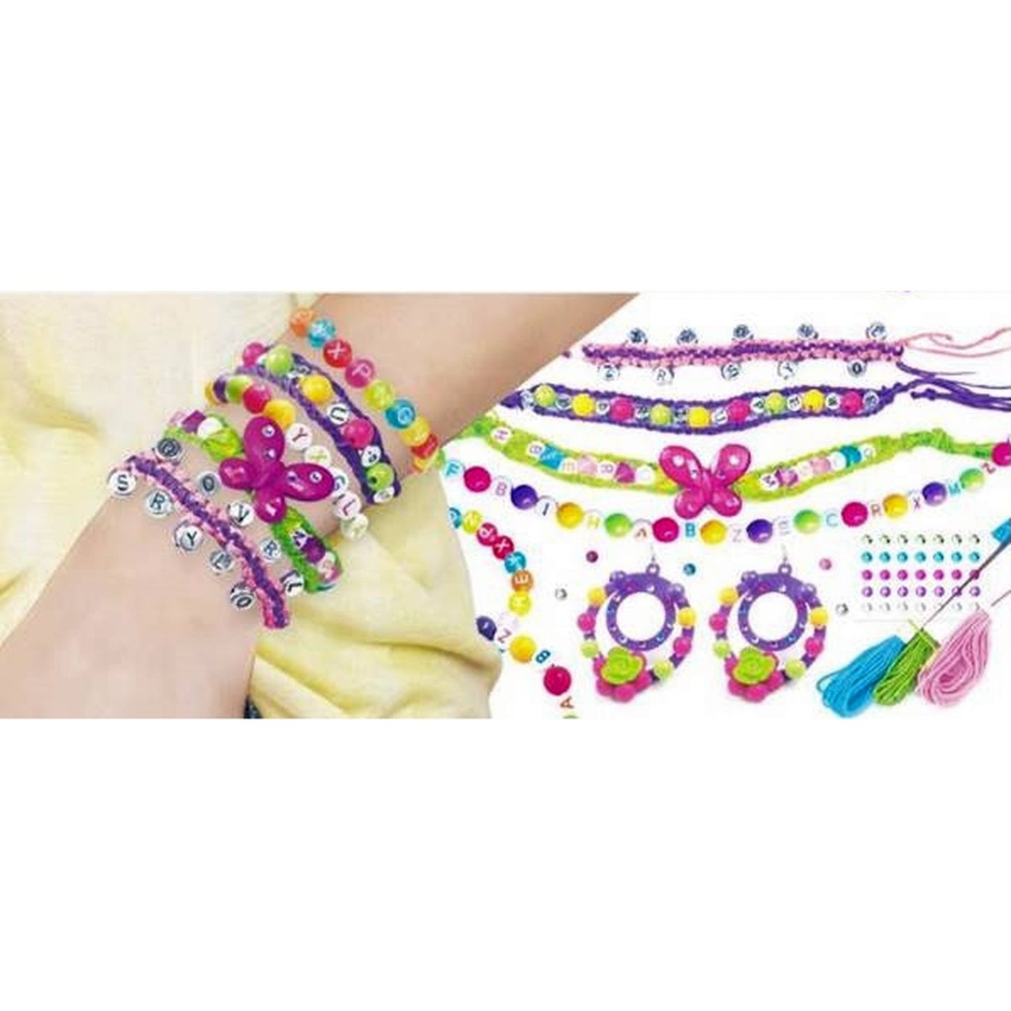 Set creatie bratari cercei si bijuterii cu margele si litere idealSTORE