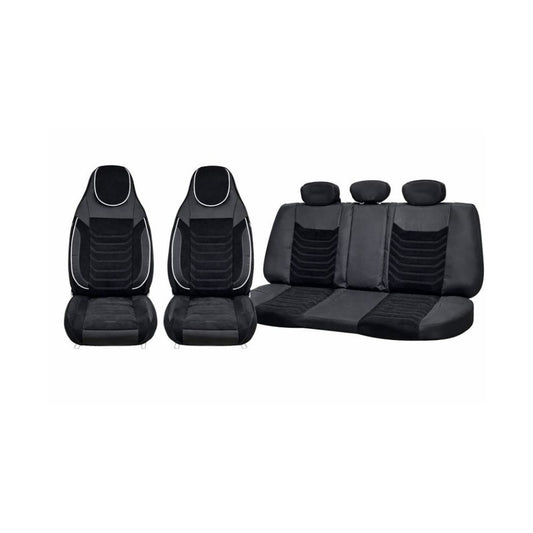 Set huse scaune auto universale idealSTORE design premium confort sporit bancheta fractionata negru-gri