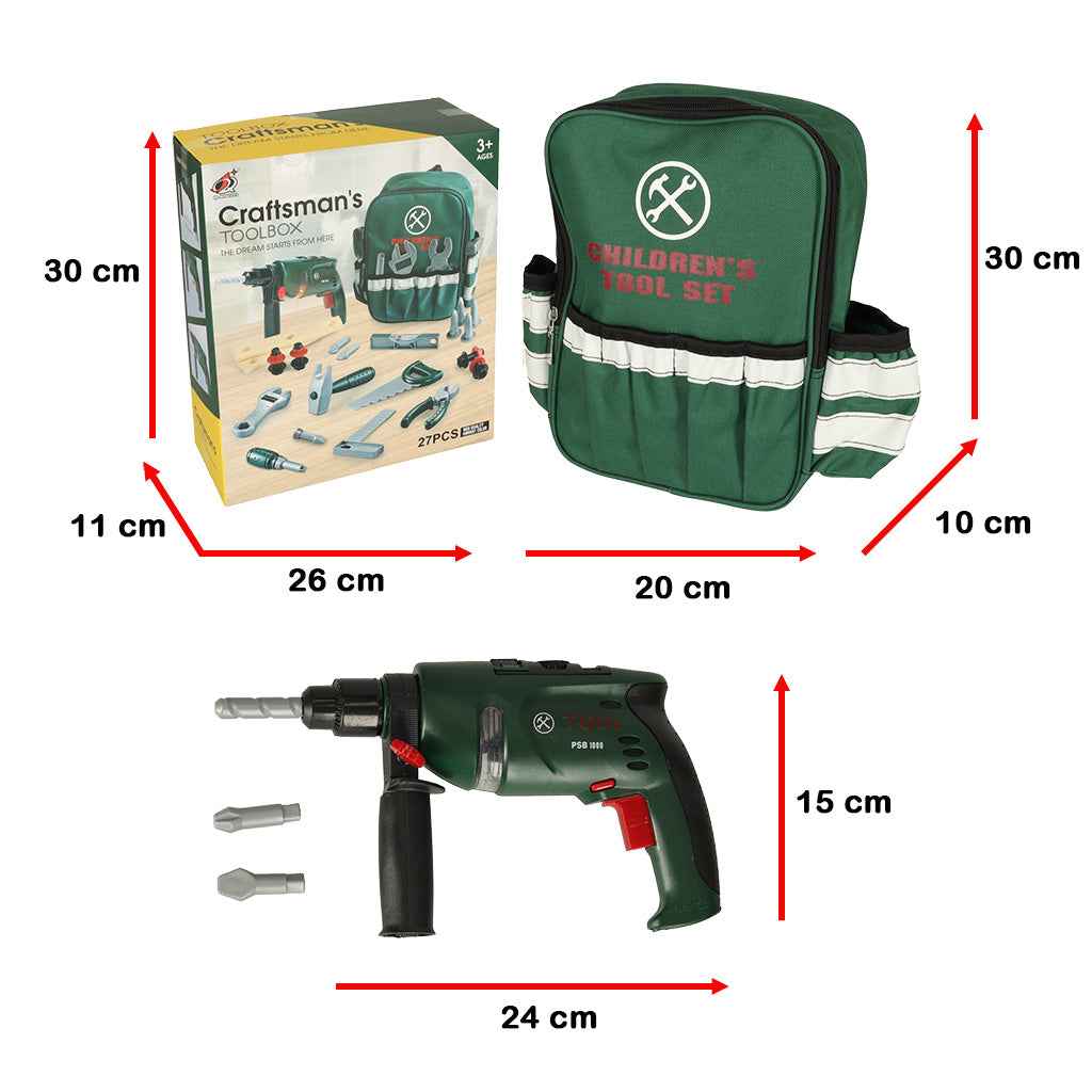 Set unelte si rucsac pentru copii, Ramiz, Verde