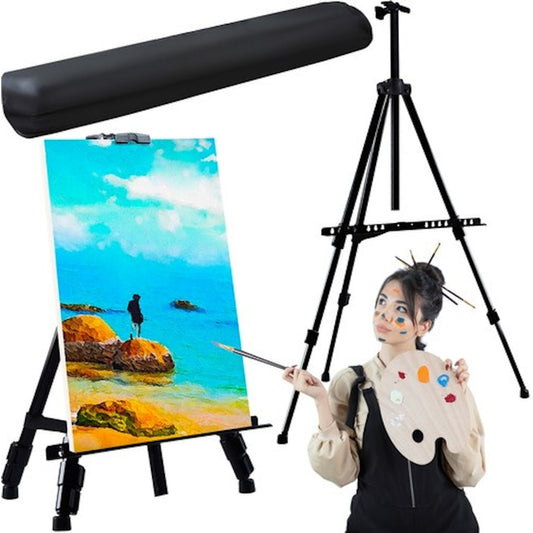 Sevalet Metalic idealSTORE, Inaltime Stabila 77 - 160 cm, Constructie pe 3 Picioare Reglabile, Antiderapante, Include blocaj pentru distantarea picioarelor, Husa care protejeaza sevaletul de praf si umiditate