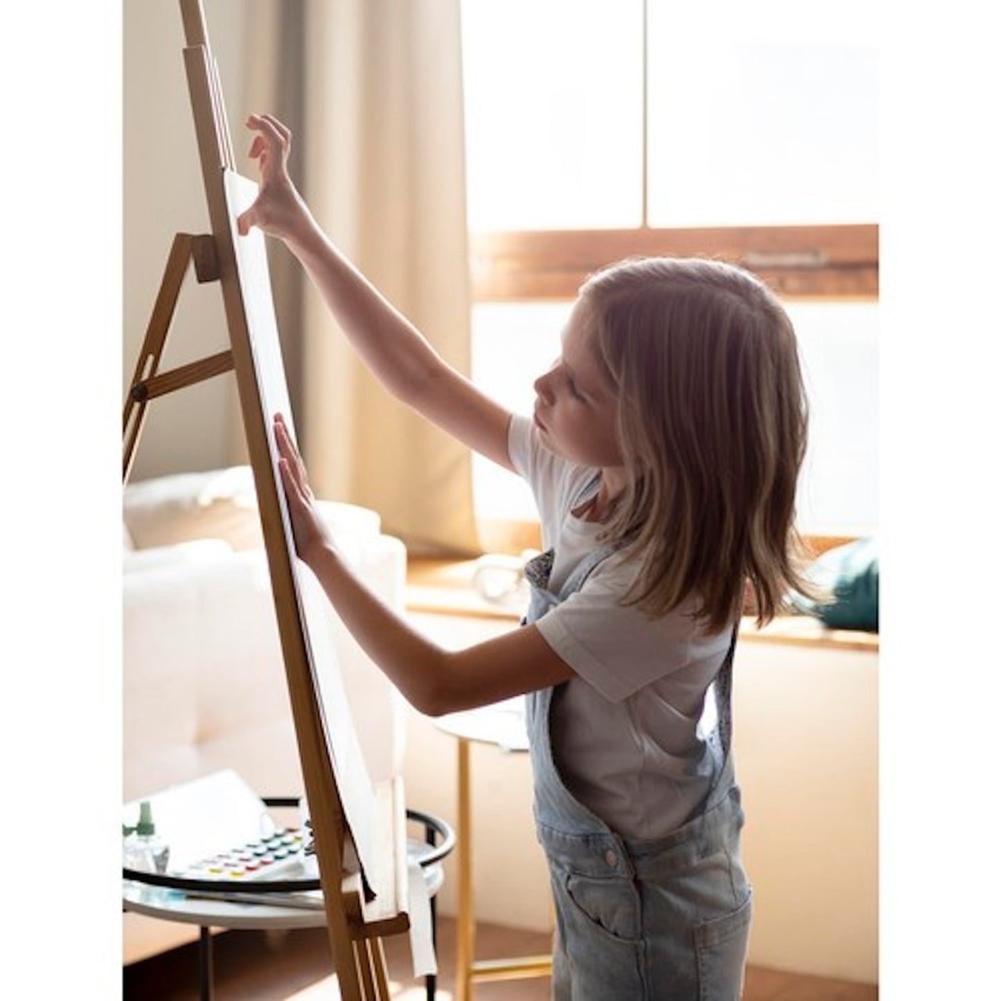 Sevalet pictura din lemn idealSTORE pliabil cu reglare inaltime 152.5 x 54 x 57 cm