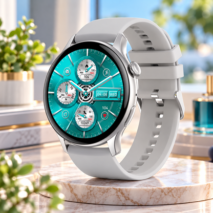 Ceas Smartwatch New Style Collection IdealStore, Ecran AMOLED HD 1.43 inch, Preluare Apeluri si Mesaje Bluetooth, NFC, Monitorizare Ritm Cardiac si Somn, Asistent Vocal, Difuzor si Microfon incorporat, IP67, Android-IOS, Long Battery, Gray Edition